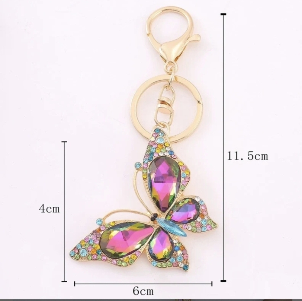 Pink Rhinestone Butterfly Keychain/Charm - Picture 2 of 2